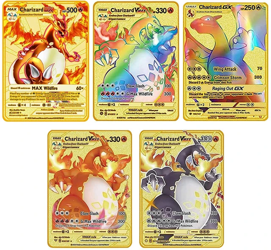 Cartas Pokémon doradas metálicas