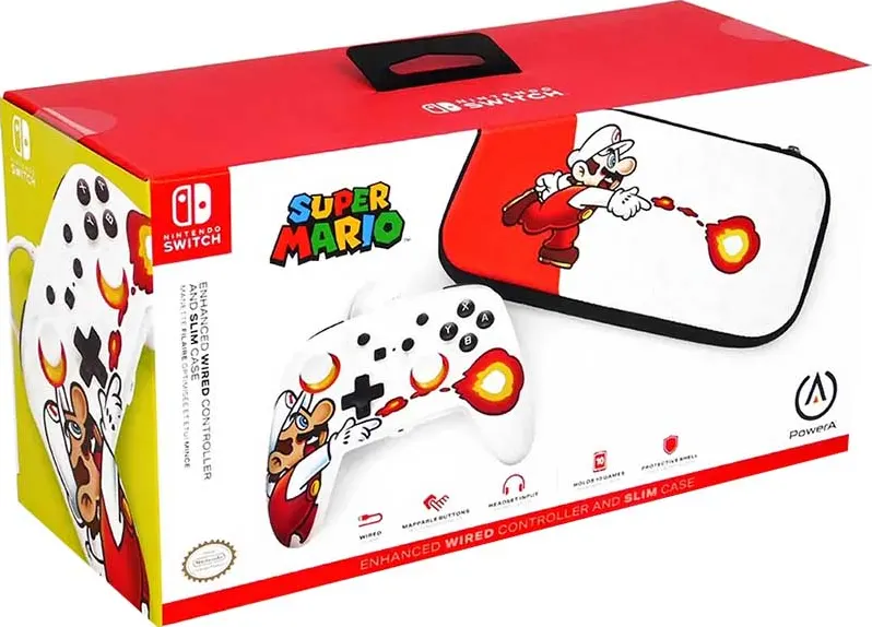 ESTUCHE + CONTROL CON CABLE NINTENDO SWITCH POWERA MARIO