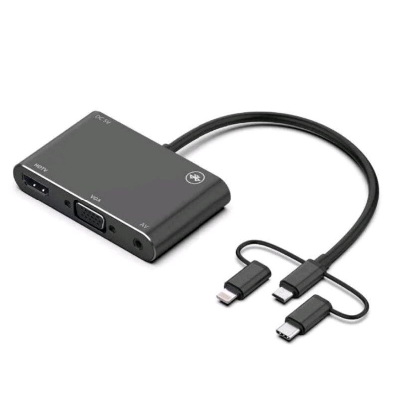 ADAPTADOR 3 EN 1 MOBILE HD SCREEN PLAY TIPO C/LIGHTNING / V8 - USB  HDMI/VGA/AV ADAPTER